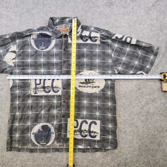 VTG Paragraff T Shirt Mens XL Plaid Beauregard PCC Graphic Pocket Button Down Up - Picture 6 of 11